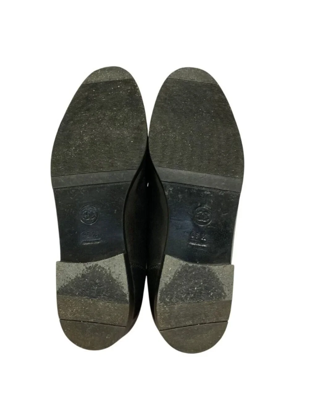 Chanel Vintage Turnlock CC Logo Leather Loafers Equivalent Black Second